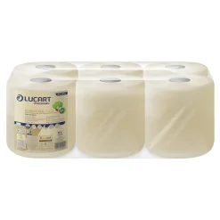 Lucart EcoNatural 1.900 Industrielle Mehrzwecktücher Rollenhandtuch Zentralentnahme havanna, 1-lagig, 20 cm breit, 900 Tücher