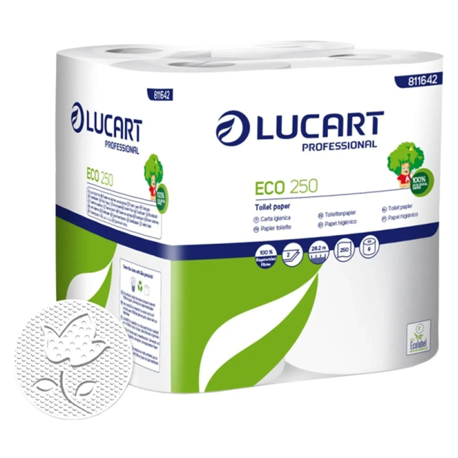 Lucart Eco 250 Toilettenpapier Kleinrollen Recycling 2-lagig 250 Blatt