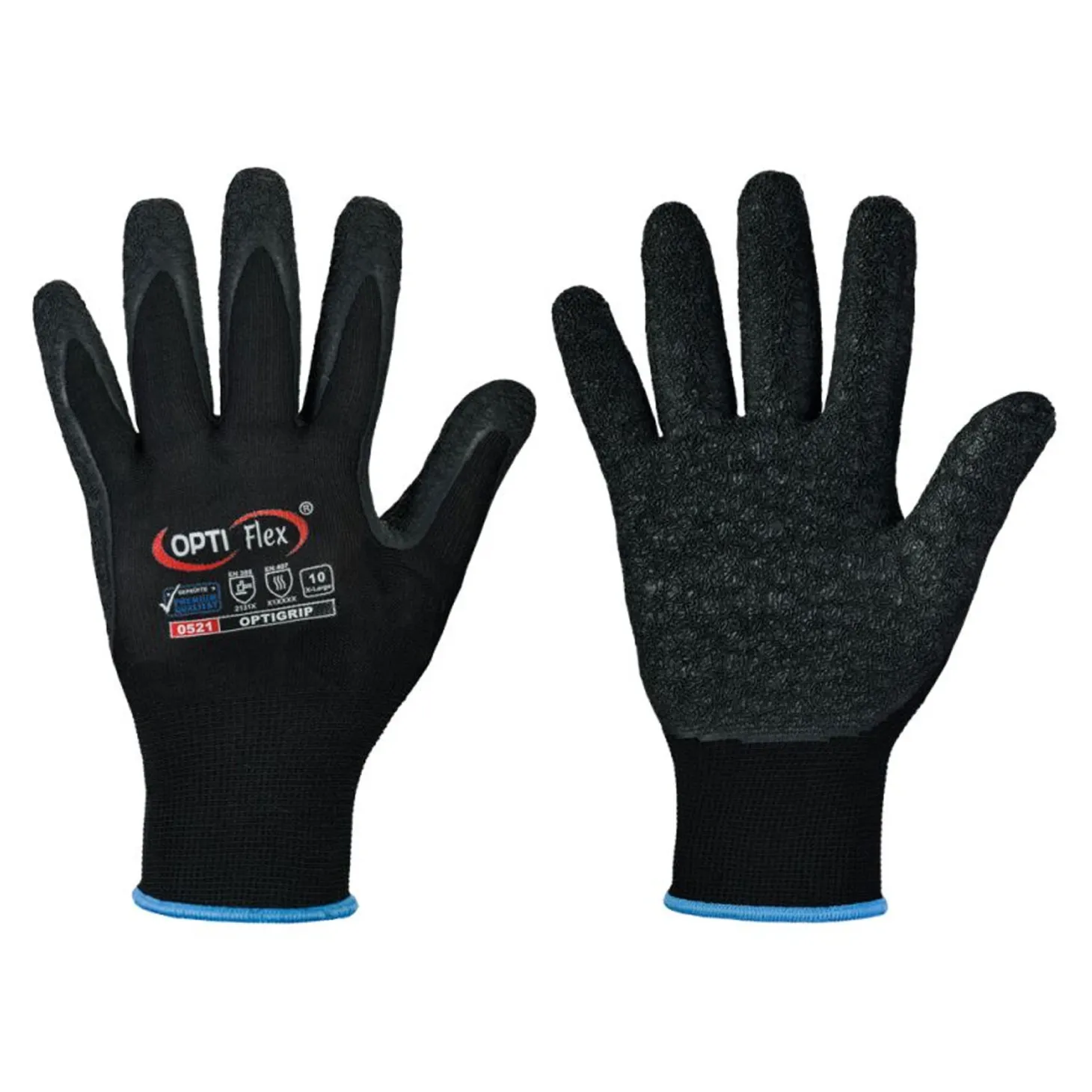 Optiflex Optigrip 0521 Feinstrickhandschuhe mit Latex-Beschichtung schwarz, VE 120 Paar
