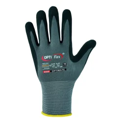 Optiflex Optimate 0680 Feinstrickhandschuhe mit Nitrilschaum und PU-Beschichtung grau/schwarz, VE 144 Paar