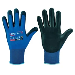 Optiflex Yanta 0740 Feinstrickhandschuhe mit Polyurethan-Beschichtung blau/schwarz, VE 120 Paar