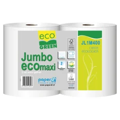 Paperdi EcoGreen Jumbo Eco Maxi Toilettenpapier Großrolle, weiß, 2-lagig, 400 Meter