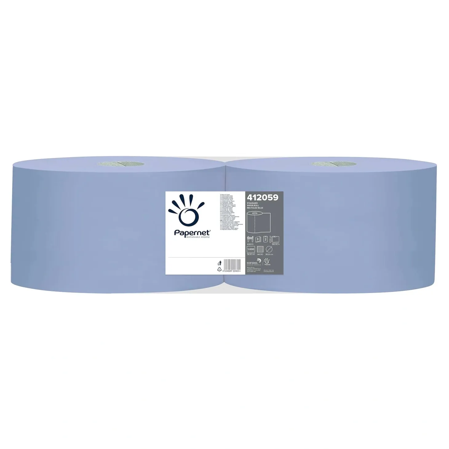 Papernet Industrieputztuchrolle blau 3-lagig, 21,5 cm breit, 1000 Tücher