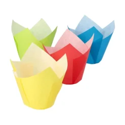 PAPSTAR Backförmchen Ø 5 cm, 8,5 cm farbig sortiert "Tulip", 6 x 24 Stück