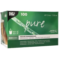 PAPSTAR Banderolen für Heißgetränkebecher "pure" Ø 7,3 cm, 5,8 cm braun