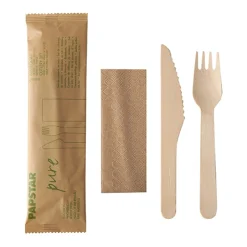 PAPSTAR Besteckset, Holz 