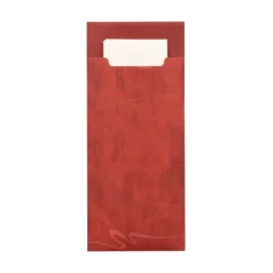 PAPSTAR Bestecktaschen 20 cm x 8,5 cm bordeaux inkl. weißer Serviette 33 x 33 cm 2-lag.