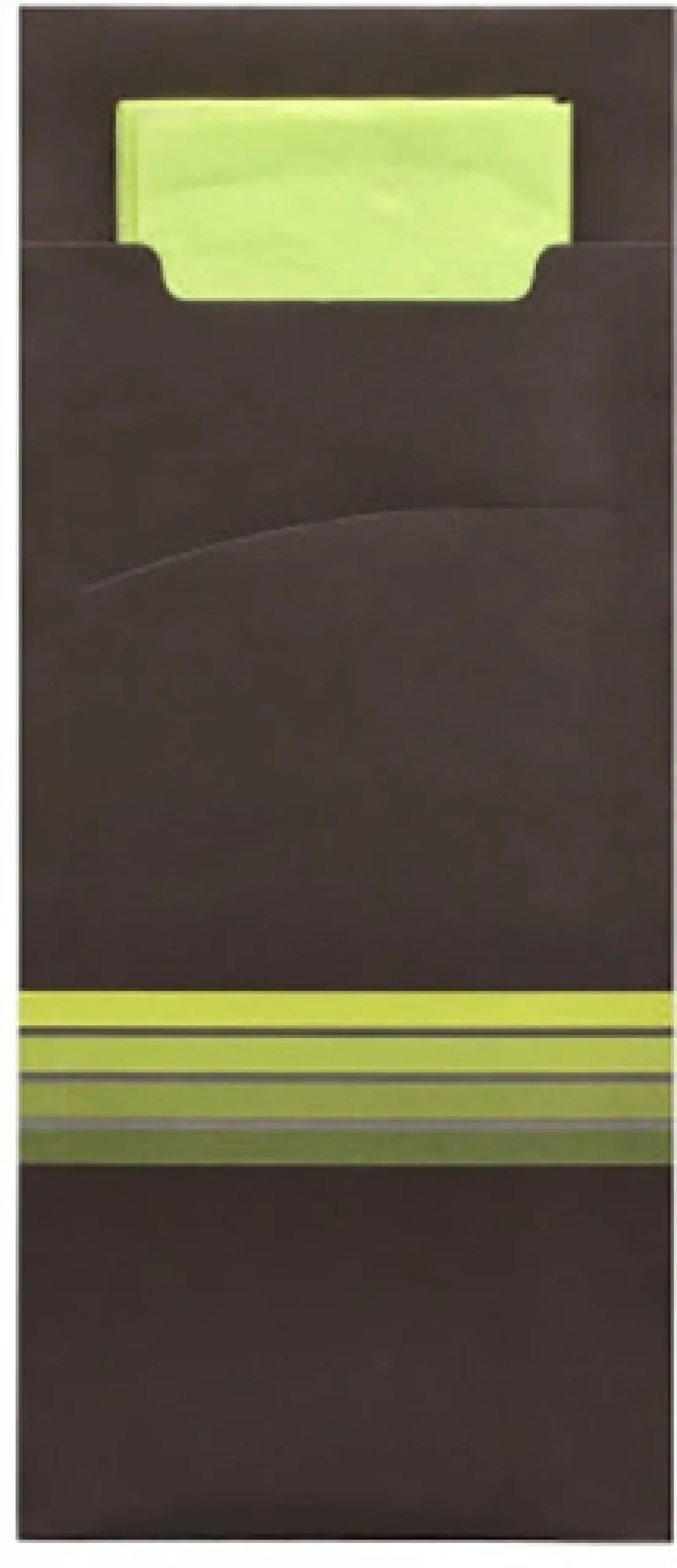 PAPSTAR Bestecktaschen 20 cm x 8,5 cm schwarz/limone "Stripes" inkl. farbiger Serviette 33 x 33 cm 2-lag.