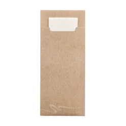 PAPSTAR Bestecktaschen 20 cm x 8,5 cm natur inkl. weißer Serviette 33 x 33 cm 2-lag.