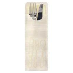 PAPSTAR Bestecktaschen 23,5 cm x 7,9 cm creme inkl. farbiger Serviette, 5 x 100 Stück