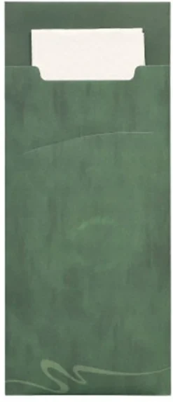 PAPSTAR Bestecktaschen 20 cm x 8,5 cm dunkelgrün inkl. weißer Serviette 33 x 33 cm 2-lag.