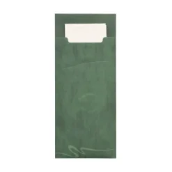 PAPSTAR Bestecktaschen 20 cm x 8,5 cm dunkelgrün inkl. weißer Serviette 33 x 33 cm 2-lag.
