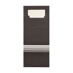 PAPSTAR Bestecktaschen 20 cm x 8,5 cm schwarz/weiß "Stripes" inkl. farbiger Serviette 33 x 33 cm 2-lag.