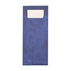 PAPSTAR Bestecktaschen 20 cm x 8,5 cm blau inkl. weißer Serviette 33 x 33 cm 2-lag.