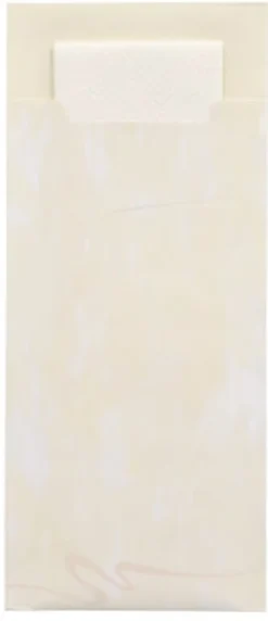 PAPSTAR Bestecktaschen 20 cm x 8,5 cm creme inkl. weißer Serviette 33 x 33 cm 2-lag.