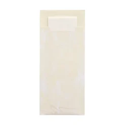 PAPSTAR Bestecktaschen 20 cm x 8,5 cm creme inkl. weißer Serviette 33 x 33 cm 2-lag.