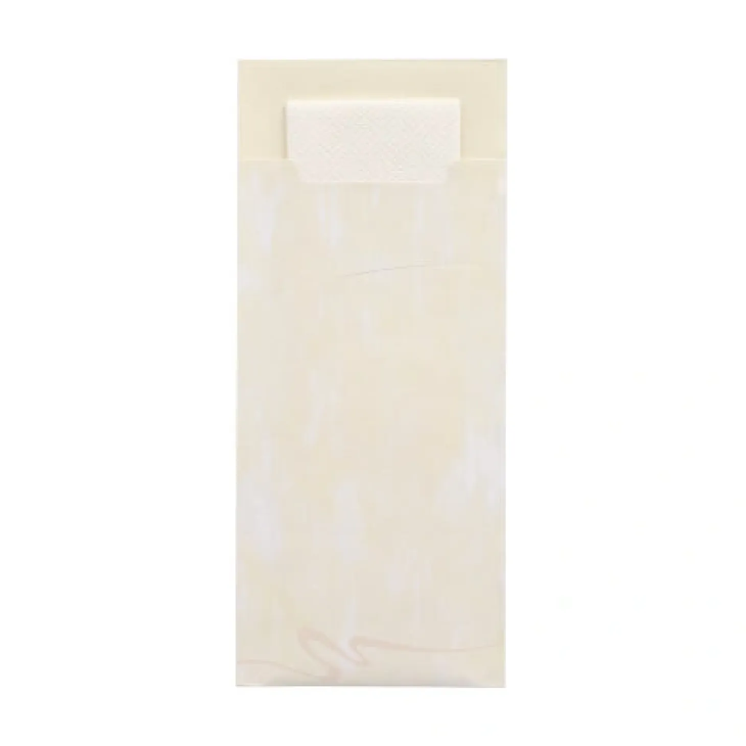 PAPSTAR Bestecktaschen 20 cm x 8,5 cm creme inkl. weißer Serviette 33 x 33 cm 2-lag.