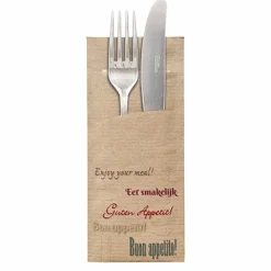 PAPSTAR Bestecktaschen 20 cm x 8,5 cm braun 100% kompostierbar, 520 Stück