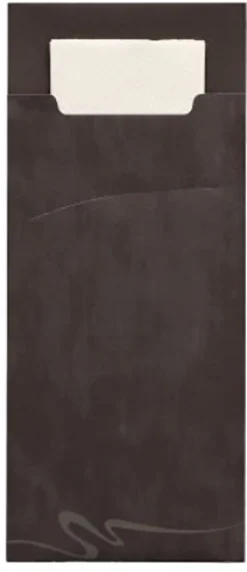 PAPSTAR Bestecktaschen 20 cm x 8,5 cm schwarz inkl. weißer Serviette 33 x 33 cm 2-lag.