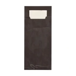 PAPSTAR Bestecktaschen 20 cm x 8,5 cm schwarz inkl. weißer Serviette 33 x 33 cm 2-lag.