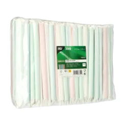 PAPSTAR Bubble Tea Halme Papier Ø 12 mm, 20 cm farbig sortiert einzeln gehüllt, einseitig spitz