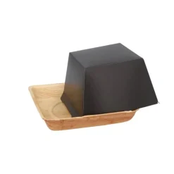 PAPSTAR Burgerboxen Palmblatt eckig 8 cm x 14 cm x 14 cm , klein mit separatem Deckel