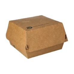 PAPSTAR Burgerboxen, Pappe 7 cm x 12,5 cm x 12,5 cm braun "100% Fair" groß