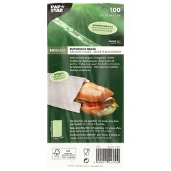 PAPSTAR Butterbrotbeutel 21 cm x 10 cm x 3 cm weiß , fettdicht, 30 x 100 Stück
