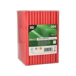 PAPSTAR Cocktail Trinkhalme, Papier Ø 7 mm, 15 cm rot