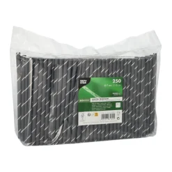 PAPSTAR Cocktail Trinkhalme, Papier Ø 7 mm, 15 cm schwarz/weiß "Stripes"