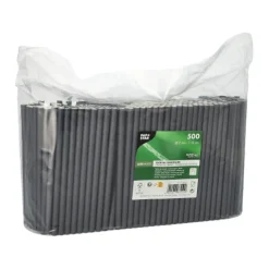 PAPSTAR Cocktail Trinkhalme, Papier Ø 7 mm, 15 cm schwarz