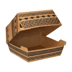 PAPSTAR Conpax (LM) Burgerboxen, Pappe 7,8 cm x 11 cm x 11,5 cm braun "Maori" groß