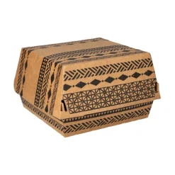 PAPSTAR Conpax (LM) Burgerboxen, Pappe 7,8 cm x 11 cm x 11,5 cm braun "Maori" groß