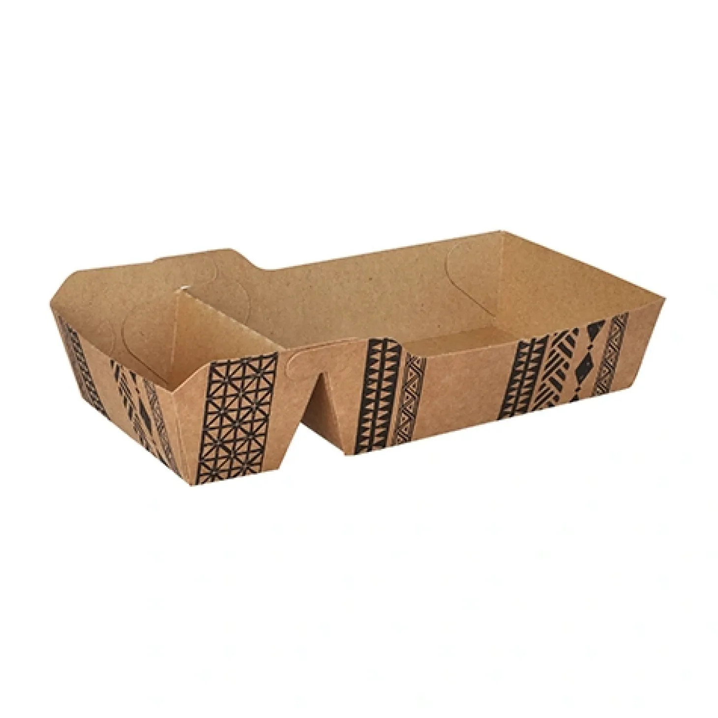 PAPSTAR Conpax (LM) Pommes-Frites-Trays, Pappe 2-geteilt 3,5 cm x 8,5 cm x 16,2 cm braun "Maori" extra groß