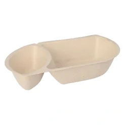 PAPSTAR Conpax (LM) Snacktrays Zuckerrohr 2-geteilt 3,6 cm x 11 cm x 19,4 cm natur