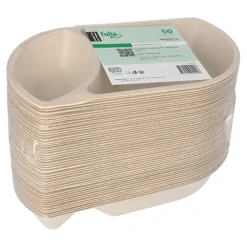 PAPSTAR Conpax (LM) Snacktrays Zuckerrohr 2-geteilt 3,6 cm x 12,4 cm x 22,4 cm natur