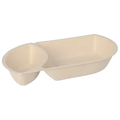 PAPSTAR Conpax (LM) Snacktrays Zuckerrohr 2-geteilt 3,6 cm x 12,4 cm x 22,4 cm natur
