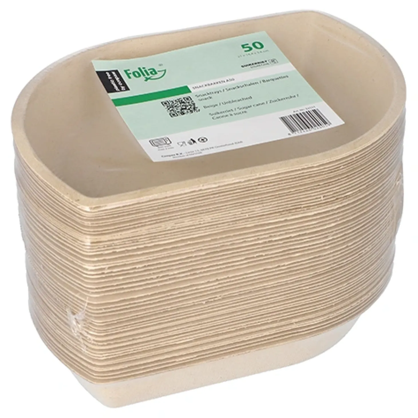 PAPSTAR Conpax (LM) Snacktrays Zuckerrohr 3,6 cm x 14,4 cm x 21 cm natur