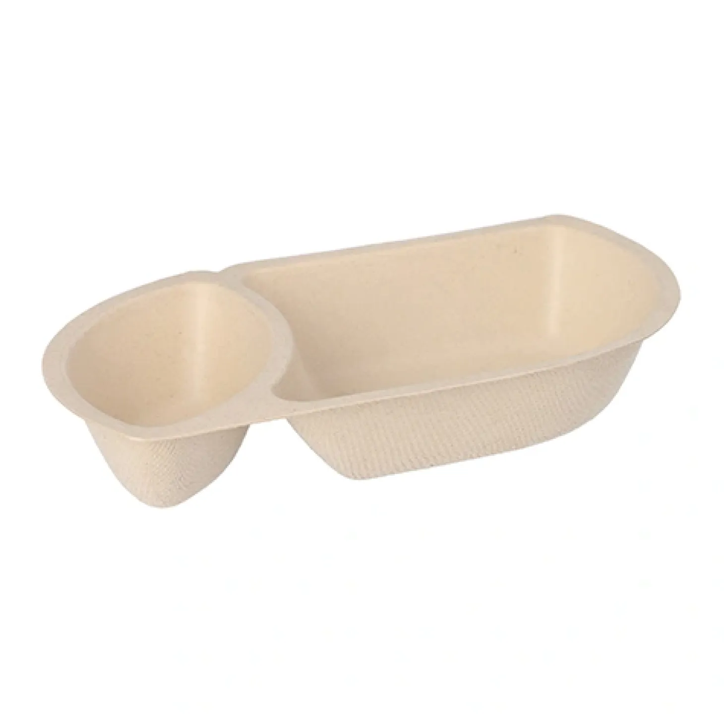 PAPSTAR Conpax (LM) Snacktrays Zuckerrohr 2-geteilt 3,2 cm x 9,7 cm x 17,6 cm natur