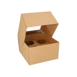 PAPSTAR Cupcake-Kartons eckig 10 cm x 17,5 cm x 17,5 cm mit Sichtfenster aus PLA