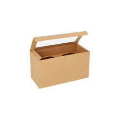 PAPSTAR Cupcake-Kartons eckig 10 cm x 18,5 cm x 8,5 cm mit Sichtfenster aus PLA
