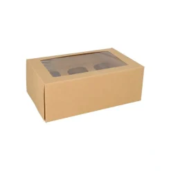 PAPSTAR Cupcake-Kartons eckig 10 cm x 27 cm x 17,5 cm mit Sichtfenster aus PLA