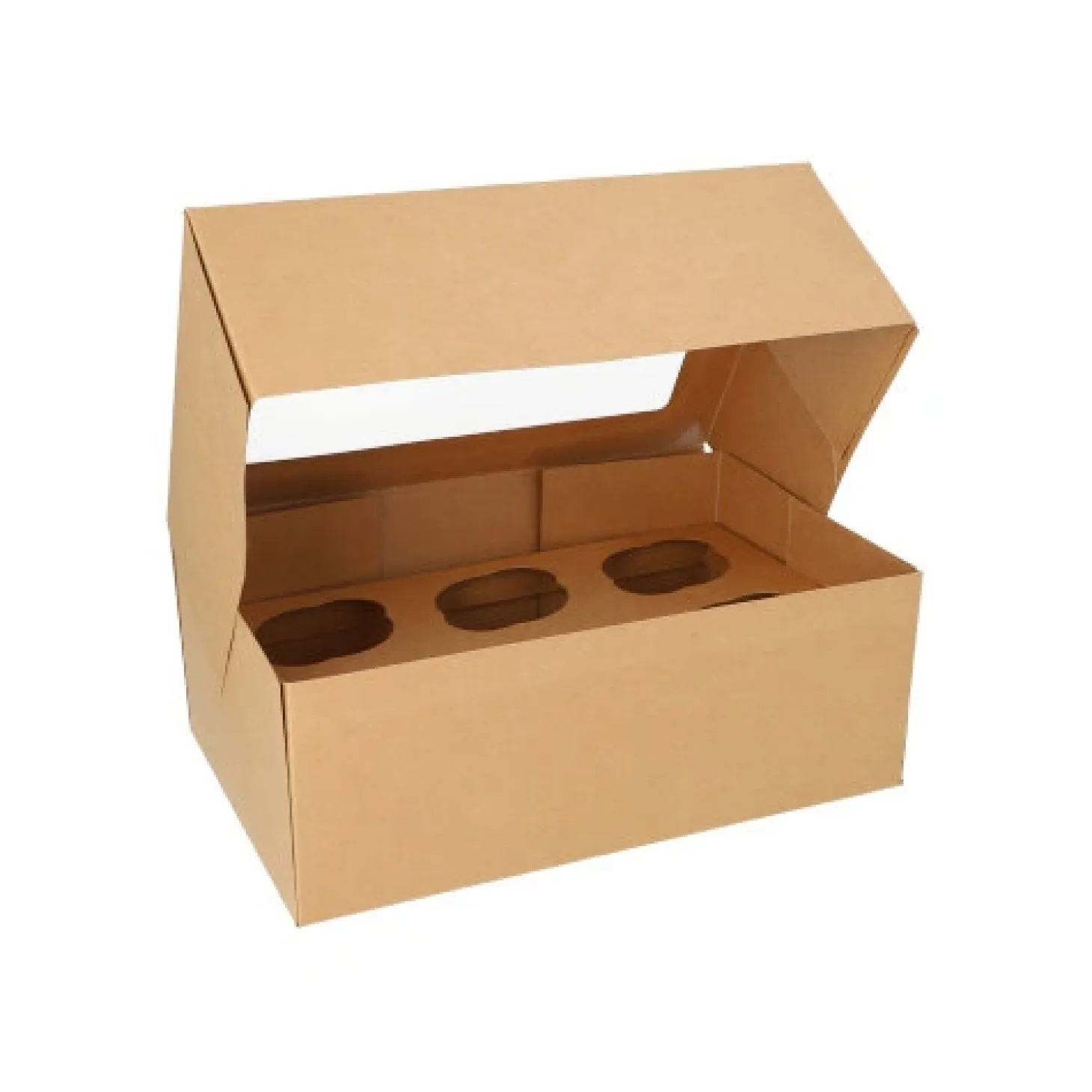 PAPSTAR Cupcake-Kartons eckig 10 cm x 27 cm x 17,5 cm mit Sichtfenster aus PLA