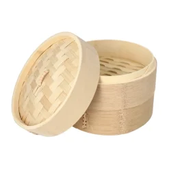 PAPSTAR Dampfgarer Bambus "ASIA" Ø 18 cm, 13,5 cm 3-teilig, 8 x 1 Stück