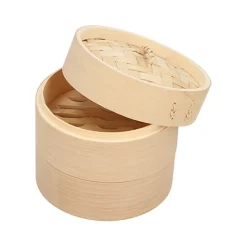 PAPSTAR Dampfgarer Bambus "ASIA" Ø 15 cm, 13,5 cm 3-teilig, 16 x 1 Stück