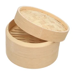 PAPSTAR Dampfgarer Bambus "ASIA" Ø 21 cm, 13,5 cm 3-teilig, 8 x 1 Stück
