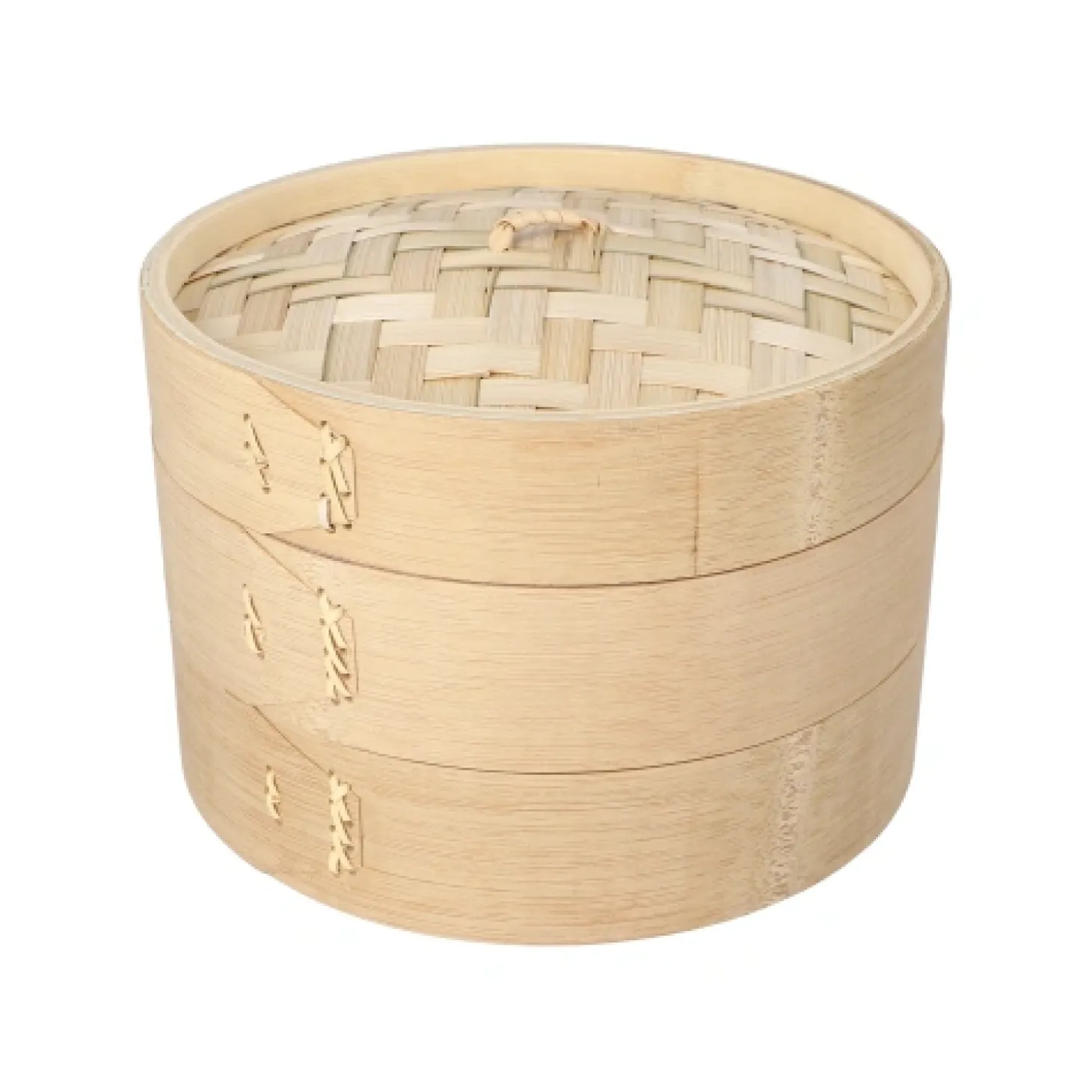 PAPSTAR Dampfgarer Bambus "ASIA" Ø 21 cm, 13,5 cm 3-teilig, 8 x 1 Stück