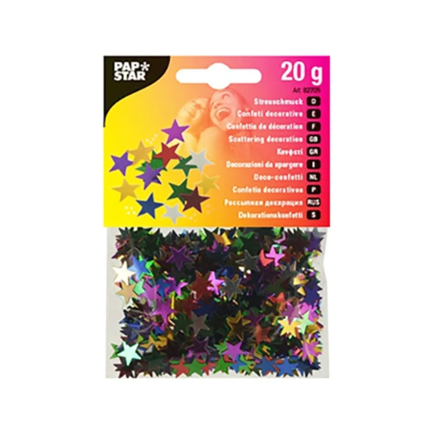 PAPSTAR Deko-Streuschmuck, Folie Ø 1 cm farbig sortiert "Stars" 20 gr.