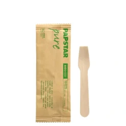 PAPSTAR Eislöffel, Holz "pure" 9,4 cm einzeln verpackt in Papierbeutel
