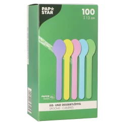 PAPSTAR Eis- und Dessertlöffel Papier 13 cm farbig sortiert, 10 x 100 Stück